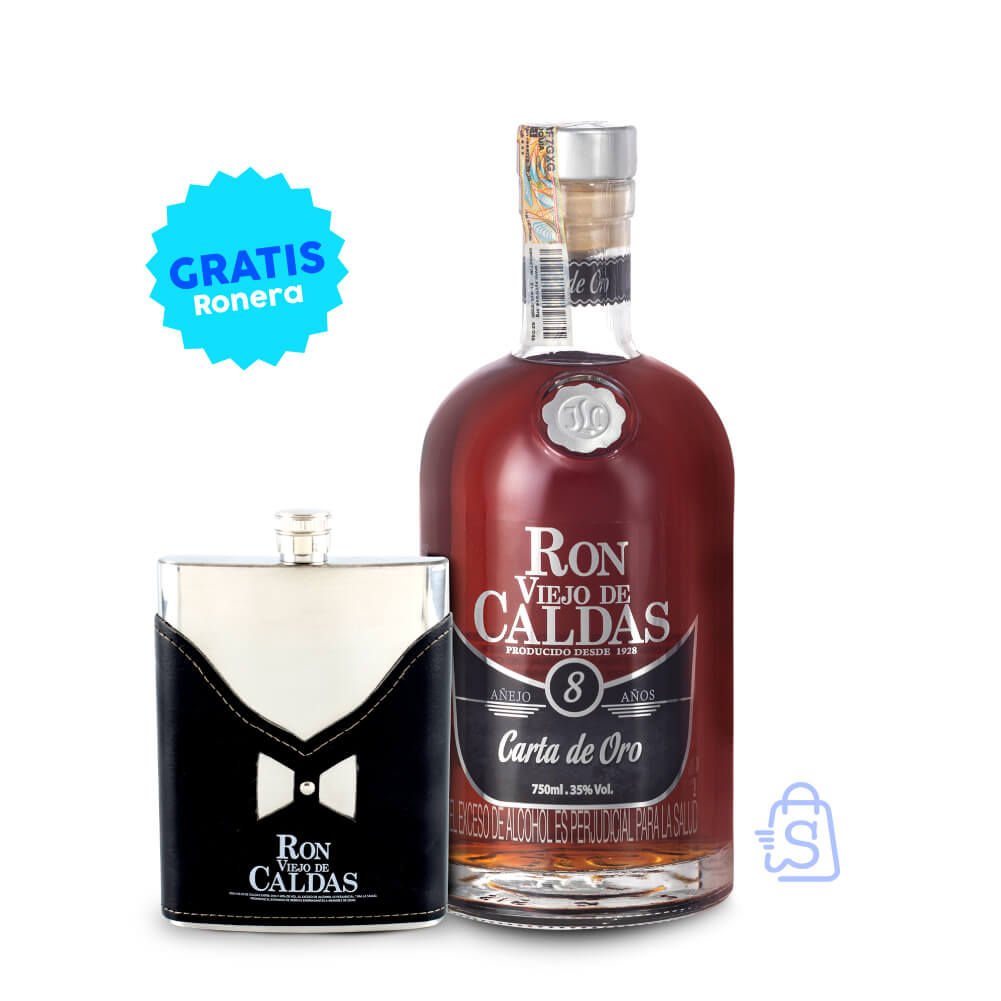 701013 Ron Viejo de Caldas Carta de Oro 8 años 750 ml GRATIS