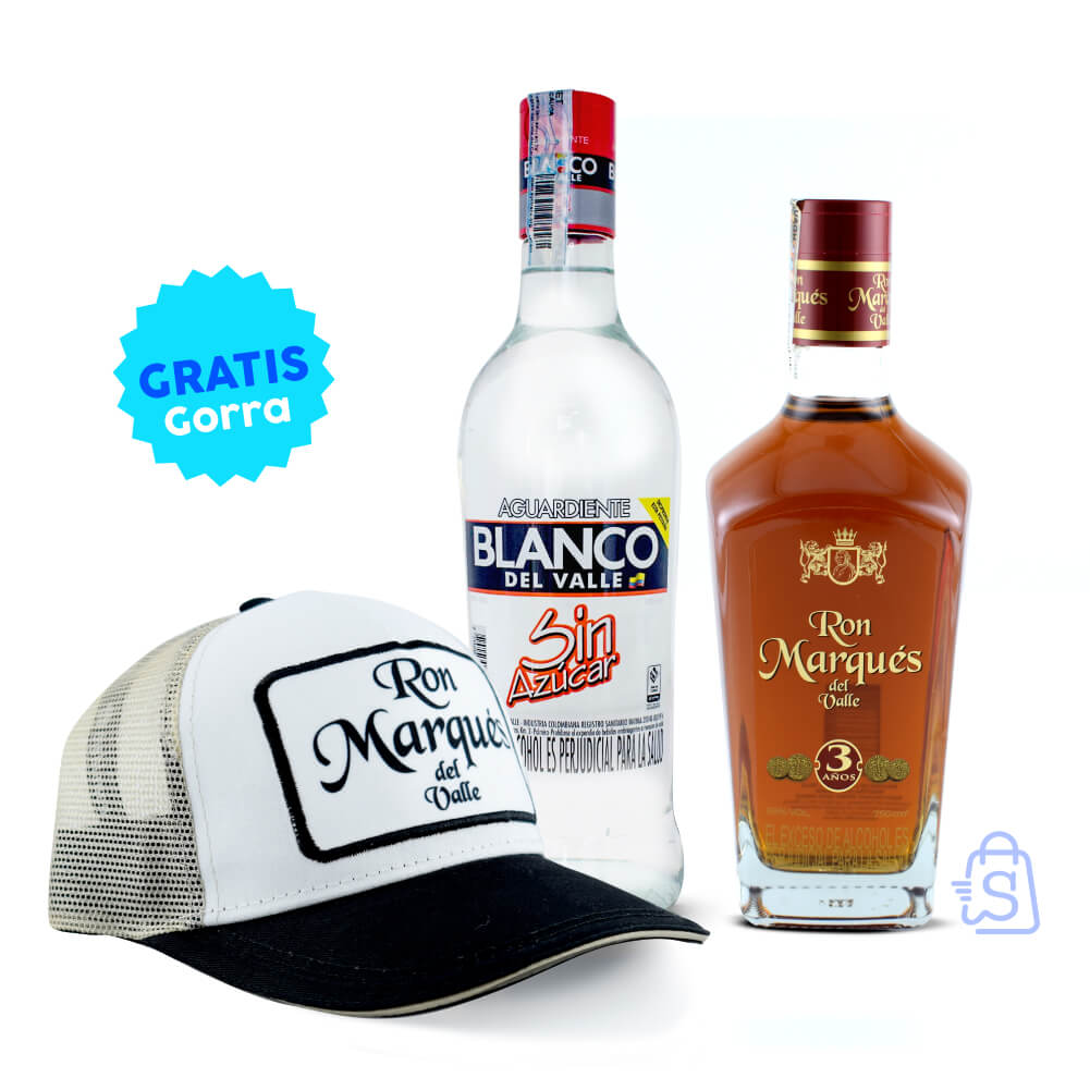 Aguardiente Blanco Sin Azucar 750 ml + Ron Marques 3 Anos 750 ml GRATIS